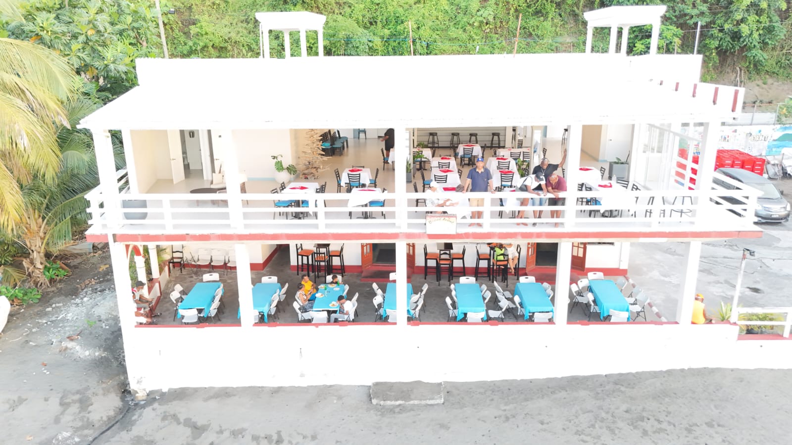 The Beach Front deck and bar looking out to the sea